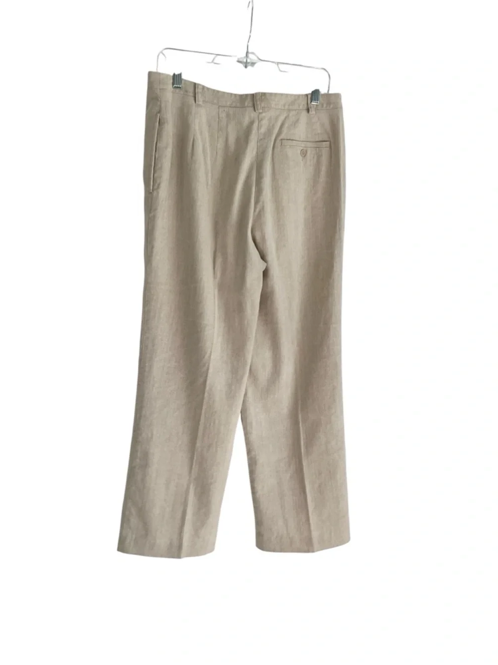 Liz Claiborne Linen Blend Wide Leg Pants Beige Neutral Summer Trousers Size 12